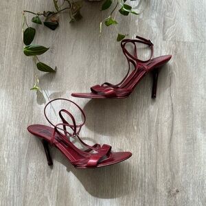 Narciso Rodriguez Brick Red Leather Strappy Sandal Heels